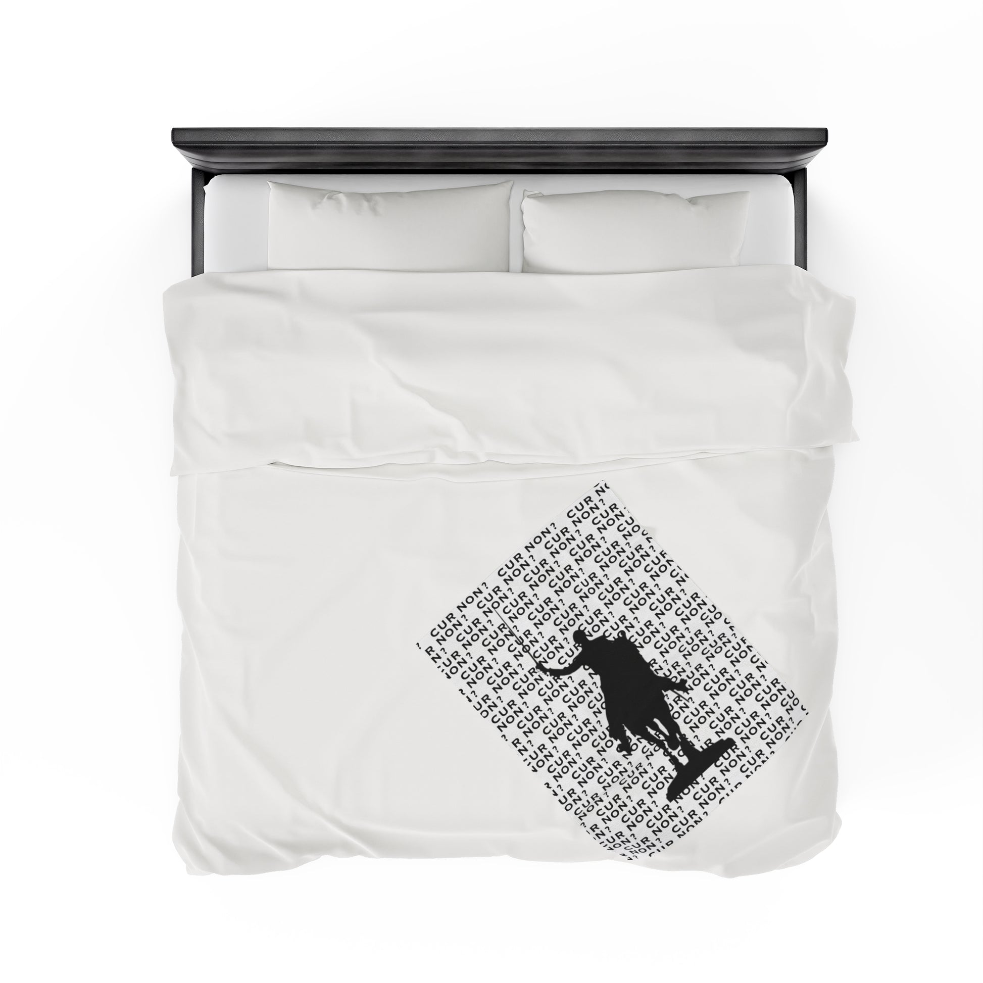 lafayette blanket Marquis de Lafayette silhouette and cur non motto on a blanket in black and white