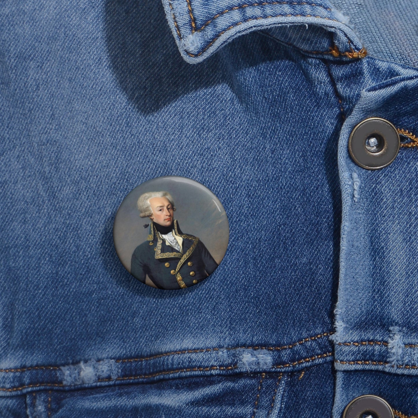 Marquis de Lafayette - Classic Lafayette Button Pin - 2 sizes