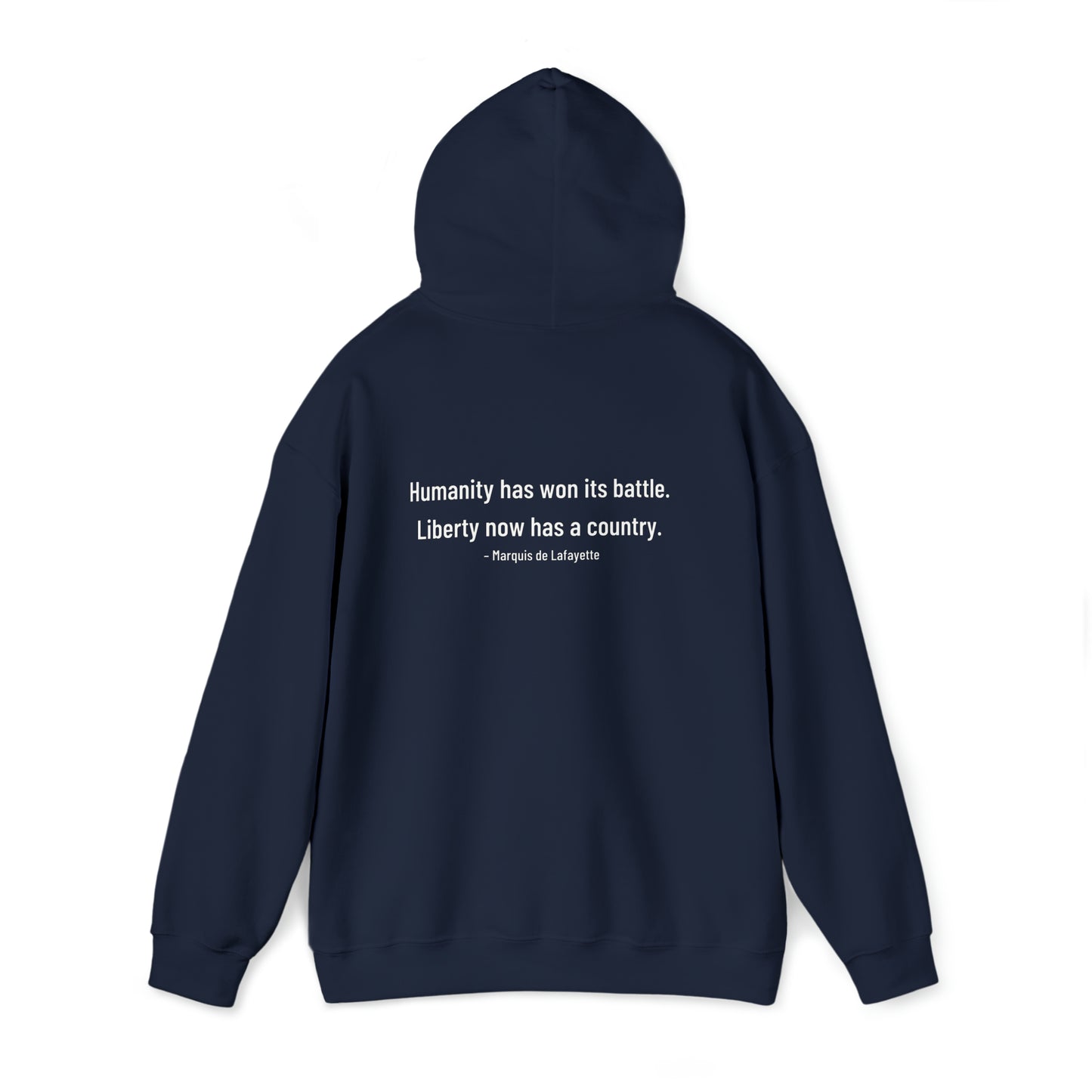 Two-Sided Marquis de Lafayette Classic Unisex Heavy Blend Hooded Sweatshirt With Quote