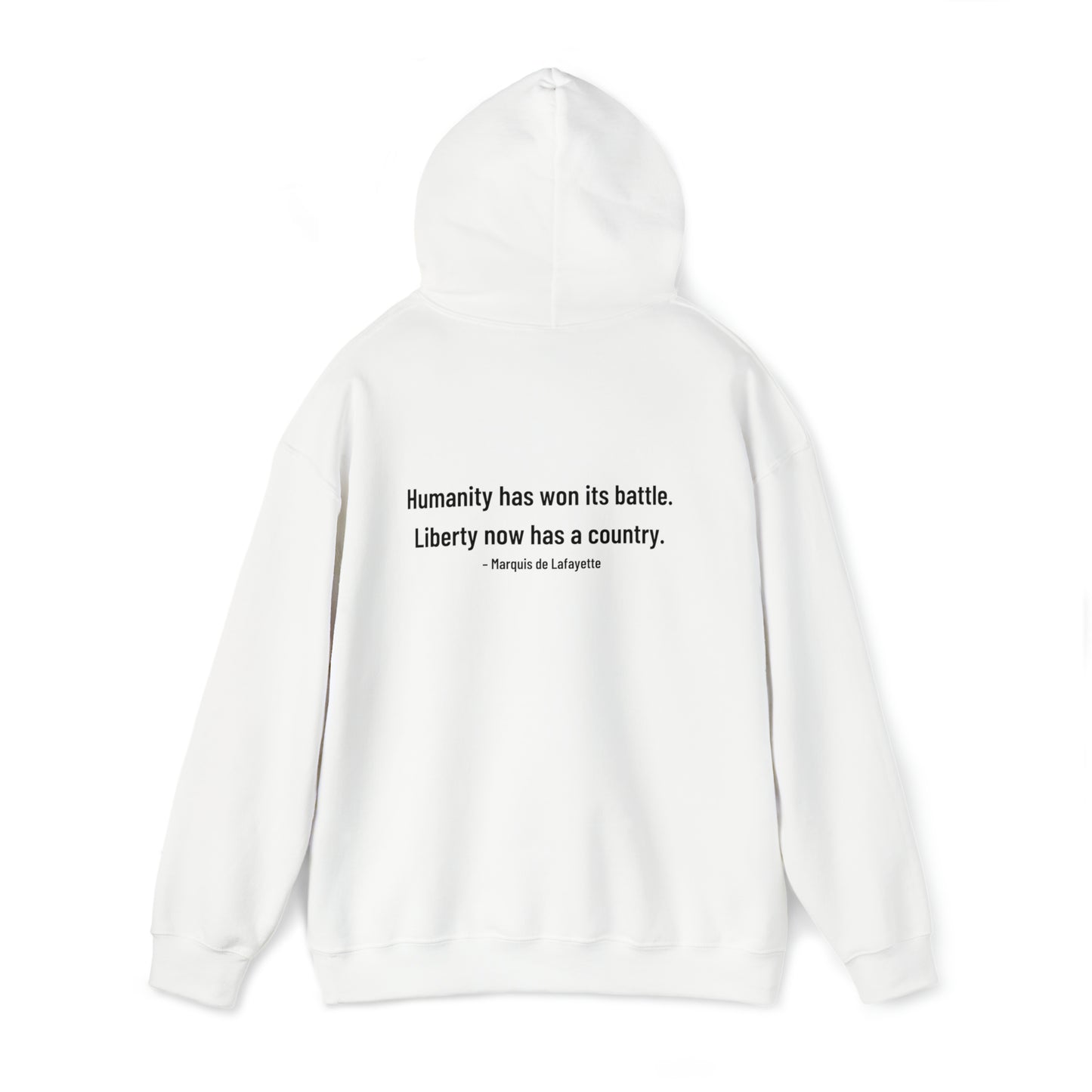 Two-Sided Marquis de Lafayette Classic Unisex Heavy Blend Hooded Sweatshirt With Quote