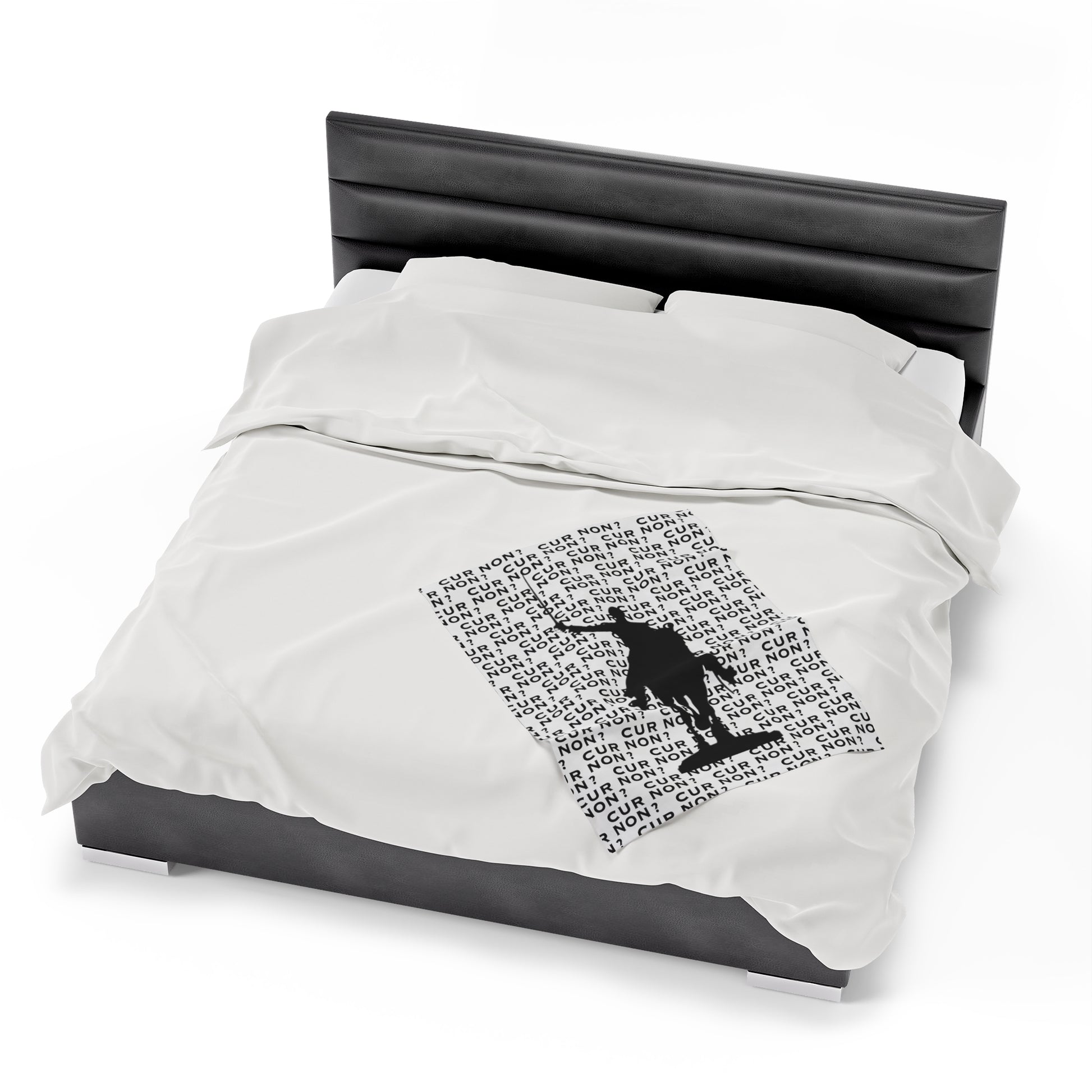 lafayette blanket Marquis de Lafayette silhouette and cur non motto on a blanket in black and white
