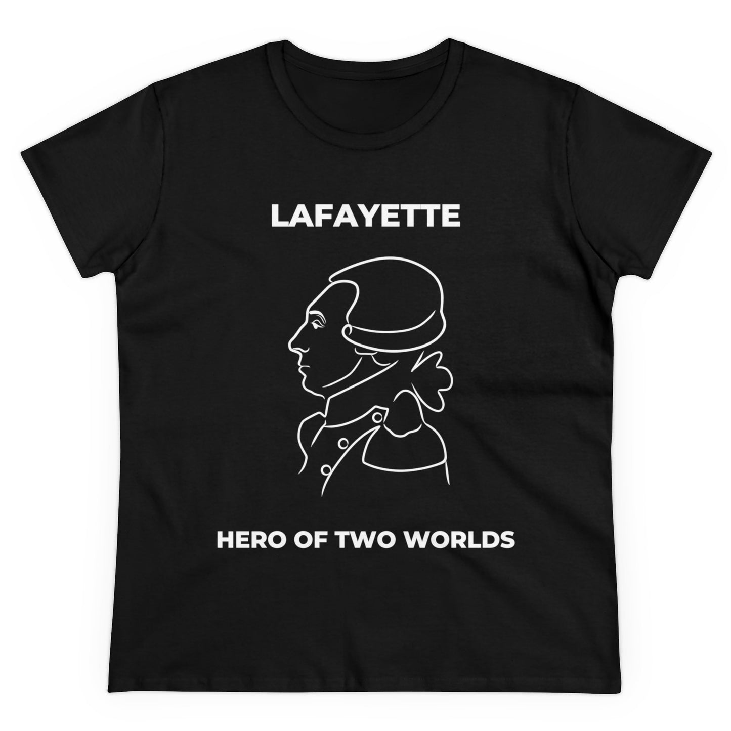 Lafayette Women's Tee Cap Sleeves Midweight Cotton - Slightly Fitted - Line Portrait, History, History Teacher, Bicentennial, Marquis