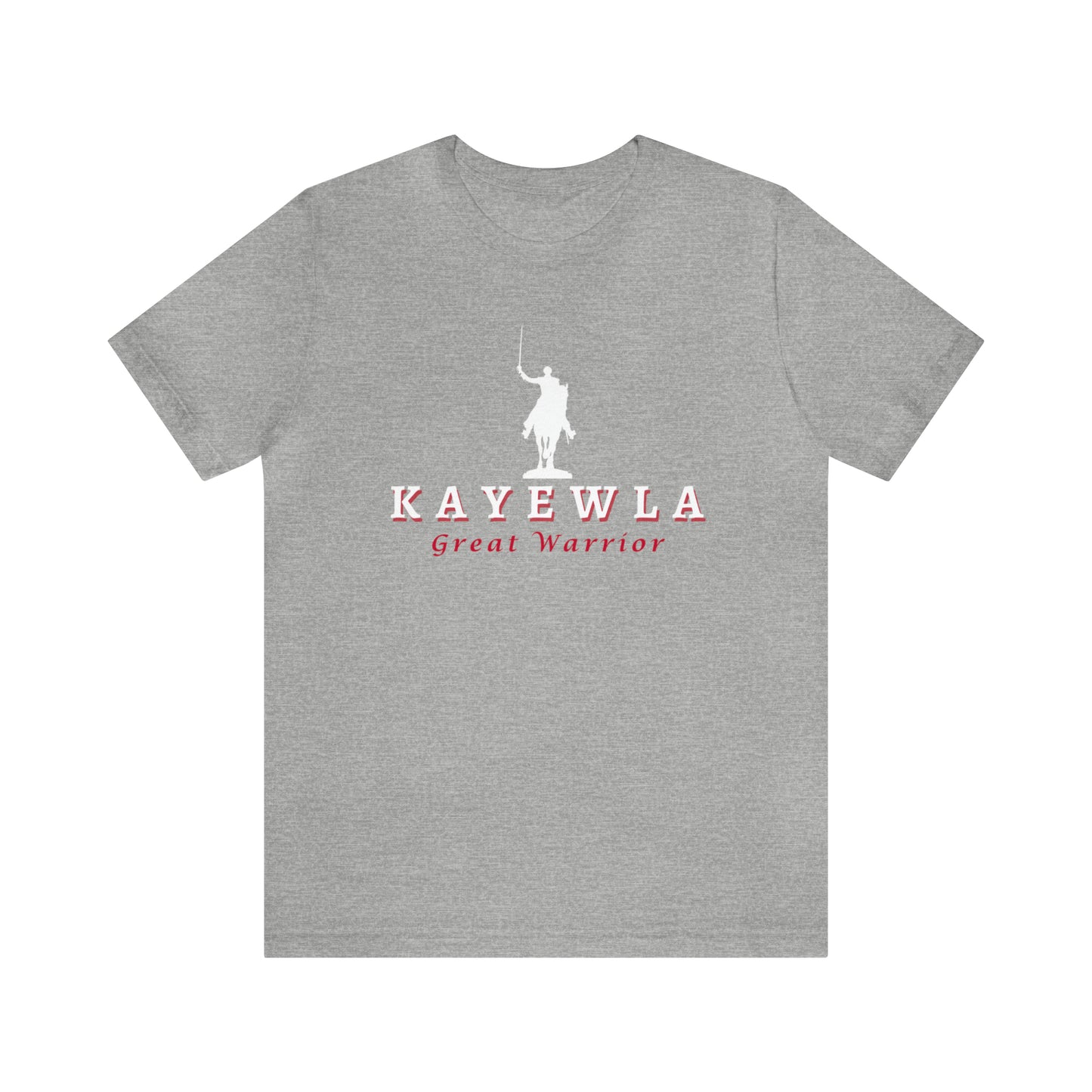 Marquis de Lafayette Kayewla Great Warrior Unisex Jersey Short Sleeve Tee - Red Highlight Letters