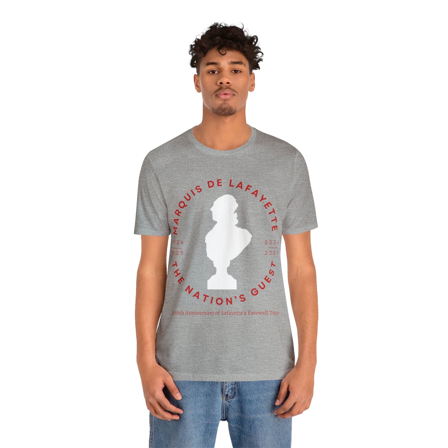 Lafayette Bust Silhouette Bicentennial Farewell Tour T-shirt - Unisex Jersey Short Sleeve - Hero of Two Worlds, Marquis de Lafayette