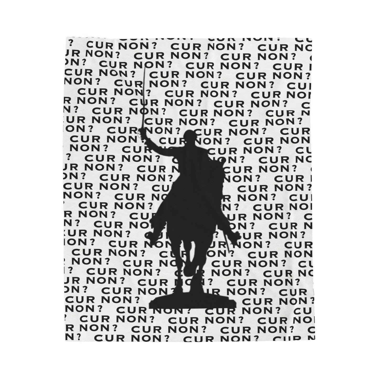 lafayette blanket Marquis de Lafayette silhouette and cur non motto on a blanket in black and white