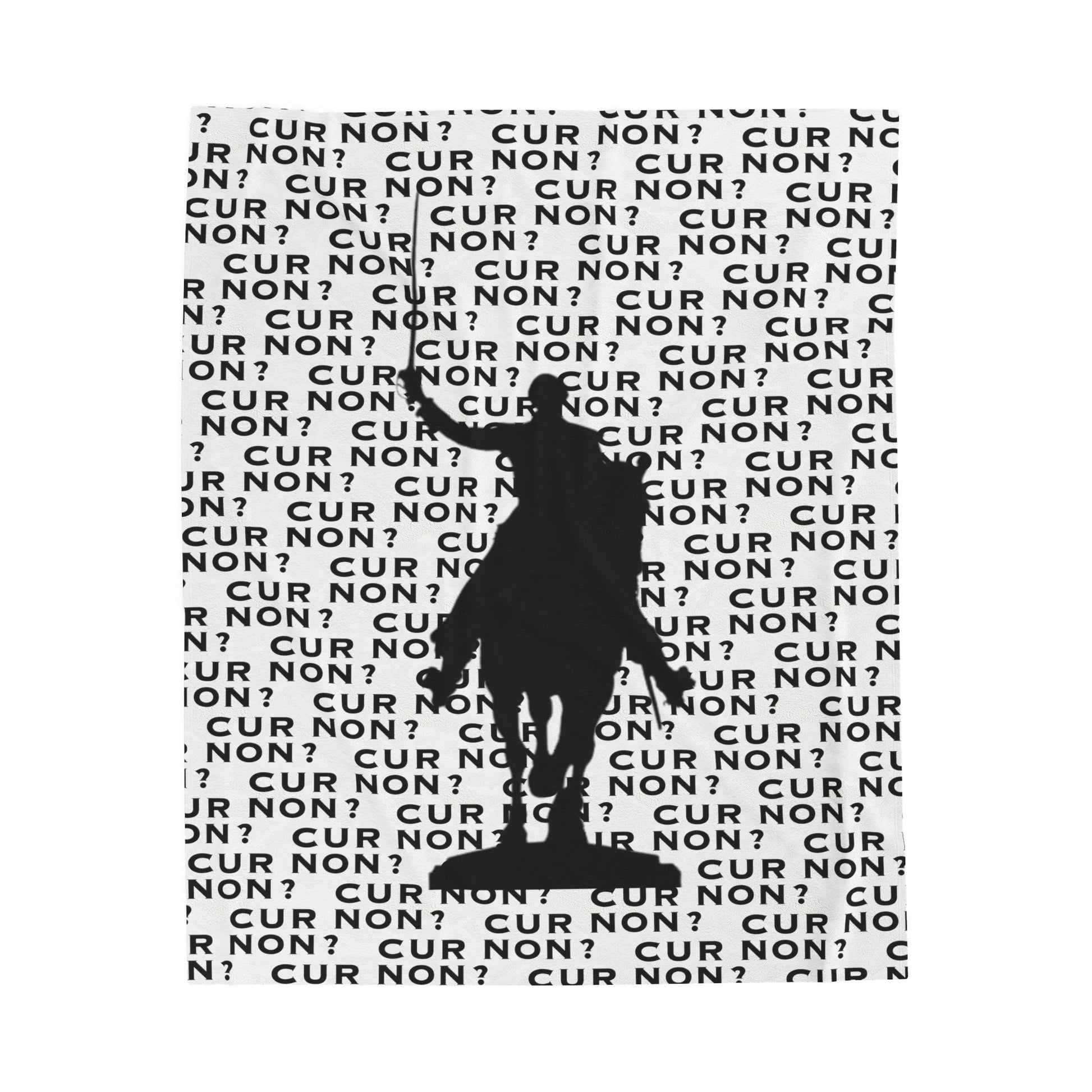 lafayette blanket Marquis de Lafayette silhouette and cur non motto on a blanket in black and white