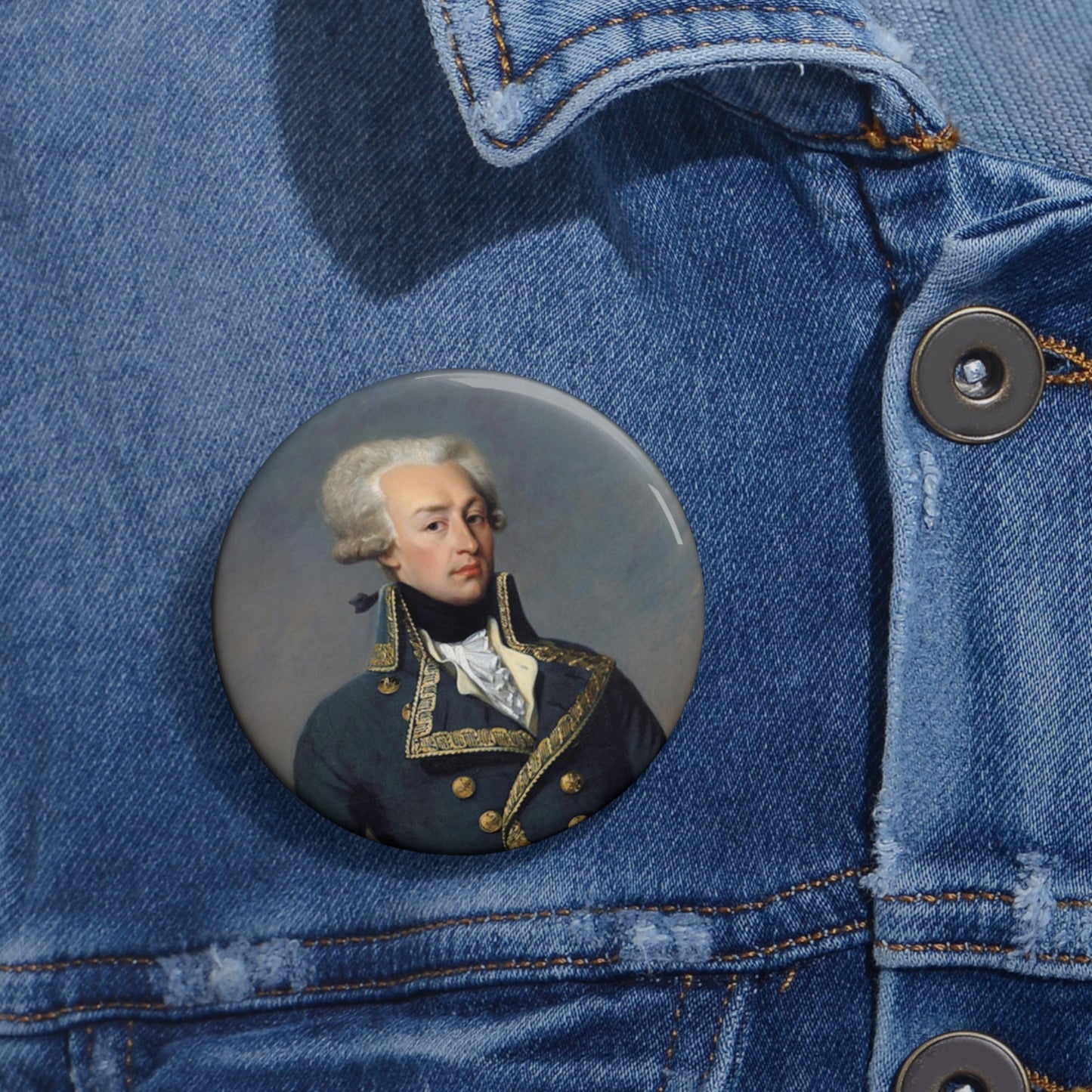 Marquis de Lafayette - Classic Lafayette Button Pin - 2 sizes