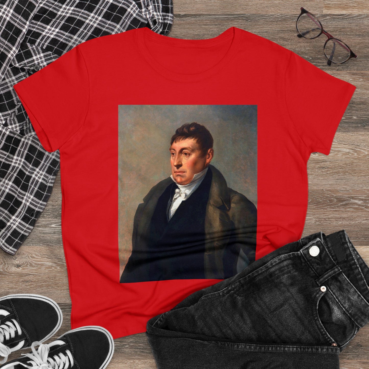 Lafayette Women's Tee Cap Sleeves Midweight Cotton - Slightly Fitted - 1820, Bicentennial, Marquis de Lafayette, History, History Teacher,