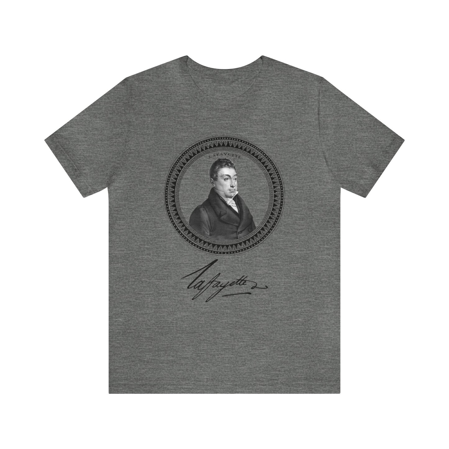 Marquis de Lafayette 1820's Emblem Unisex Jersey Short Sleeve - Lafayette signature, History, Washington, Hamilton, America