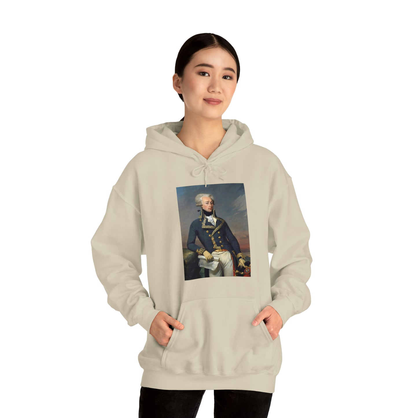 Two-Sided Marquis de Lafayette Classic Unisex Heavy Blend Hooded Sweatshirt With Quote