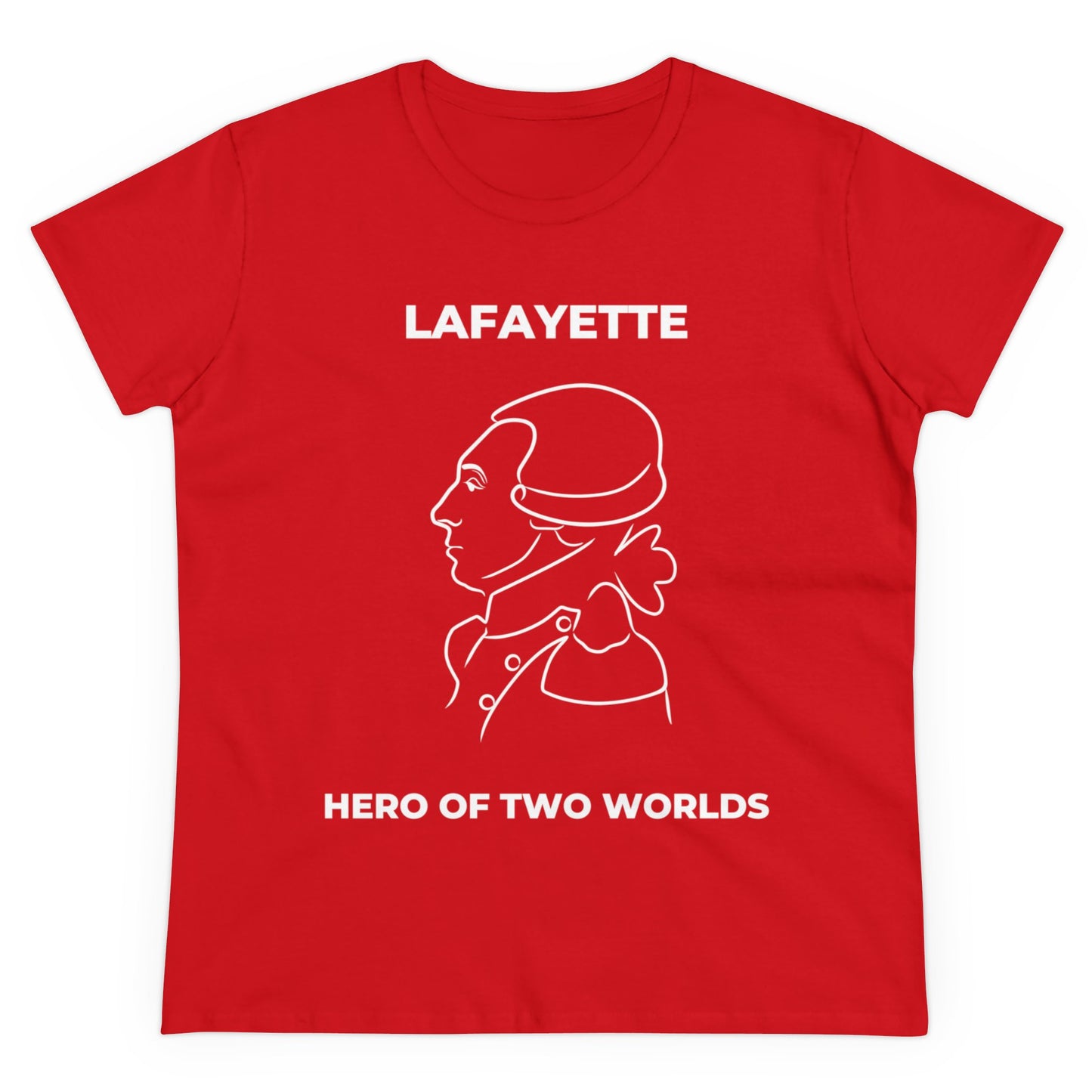 Lafayette Women's Tee Cap Sleeves Midweight Cotton - Slightly Fitted - Line Portrait, History, History Teacher, Bicentennial, Marquis