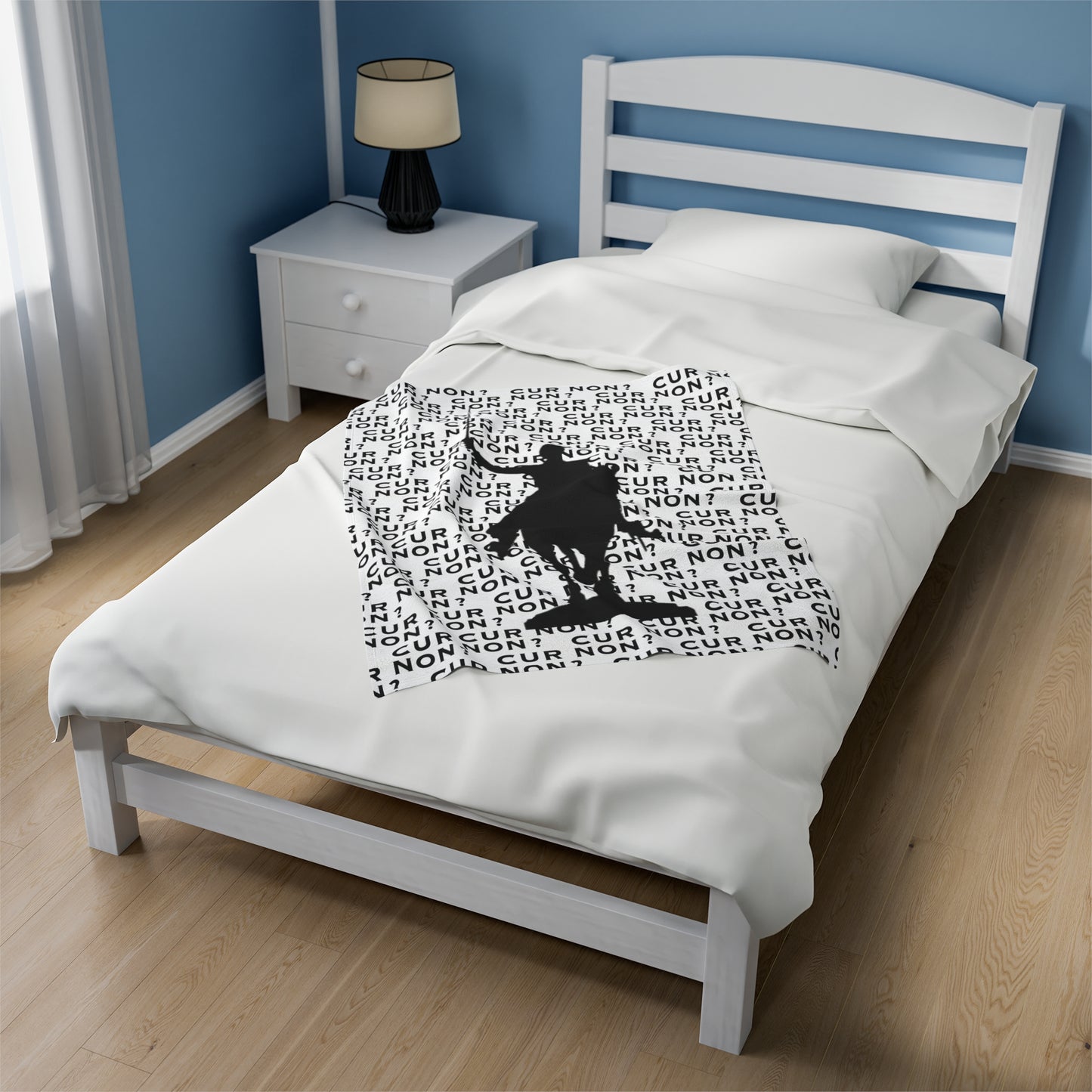 lafayette blanket Marquis de Lafayette silhouette and cur non motto on a blanket in black and white