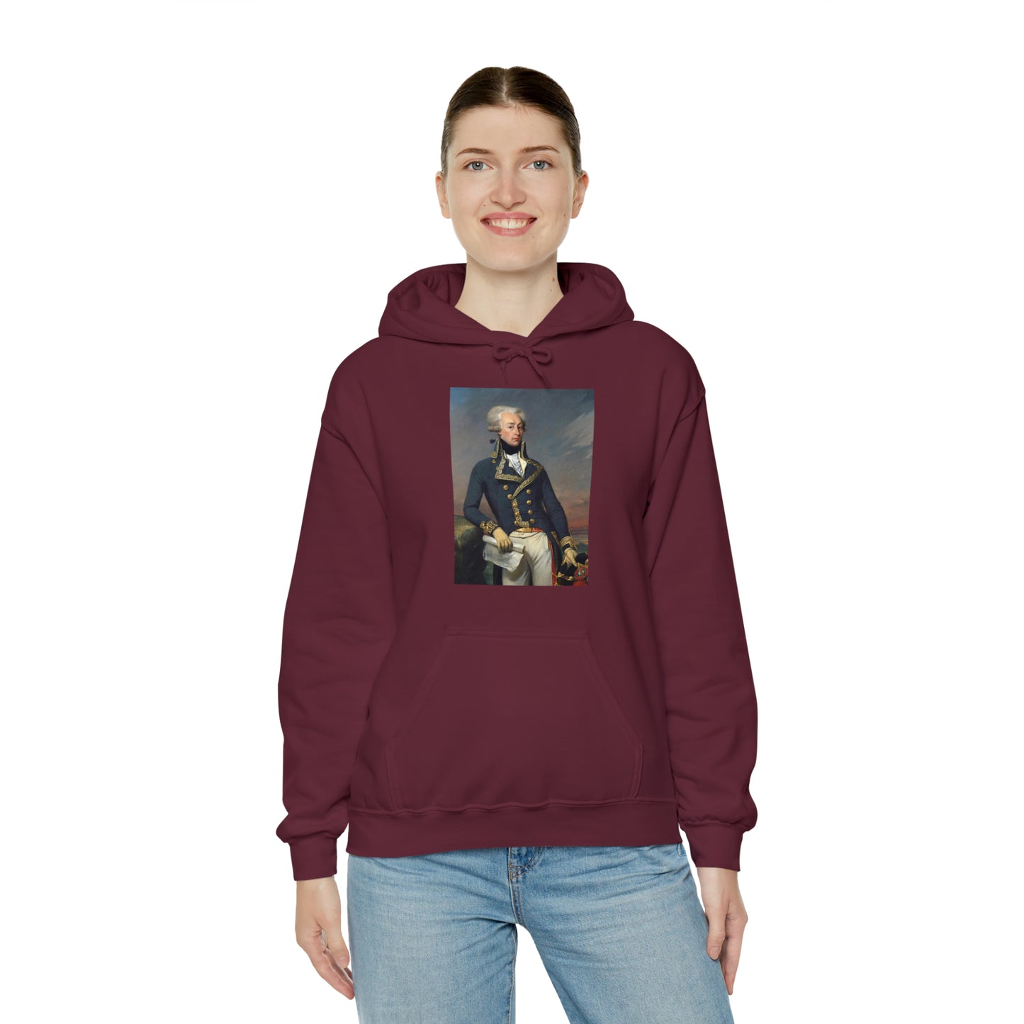 Two-Sided Marquis de Lafayette Classic Unisex Heavy Blend Hooded Sweatshirt With Quote
