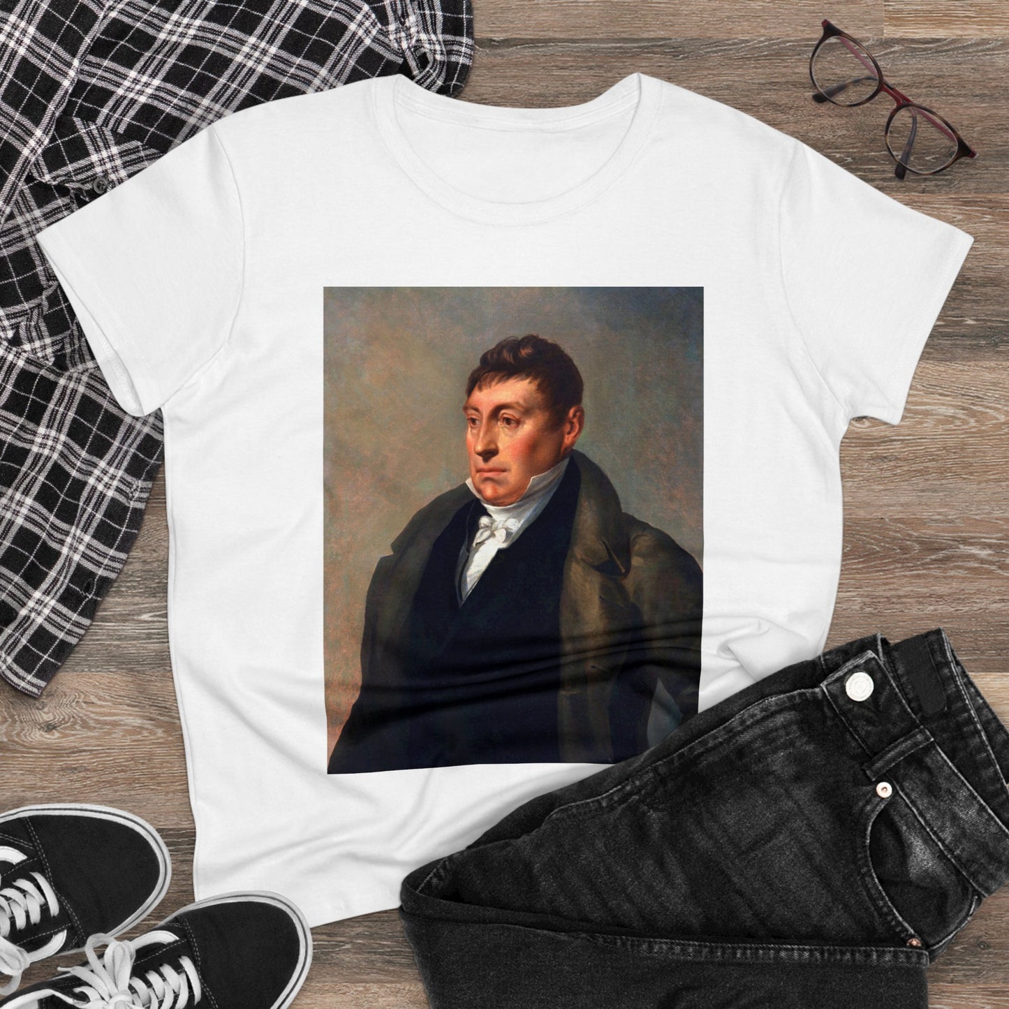 Lafayette Women's Tee Cap Sleeves Midweight Cotton - Slightly Fitted - 1820, Bicentennial, Marquis de Lafayette, History, History Teacher,
