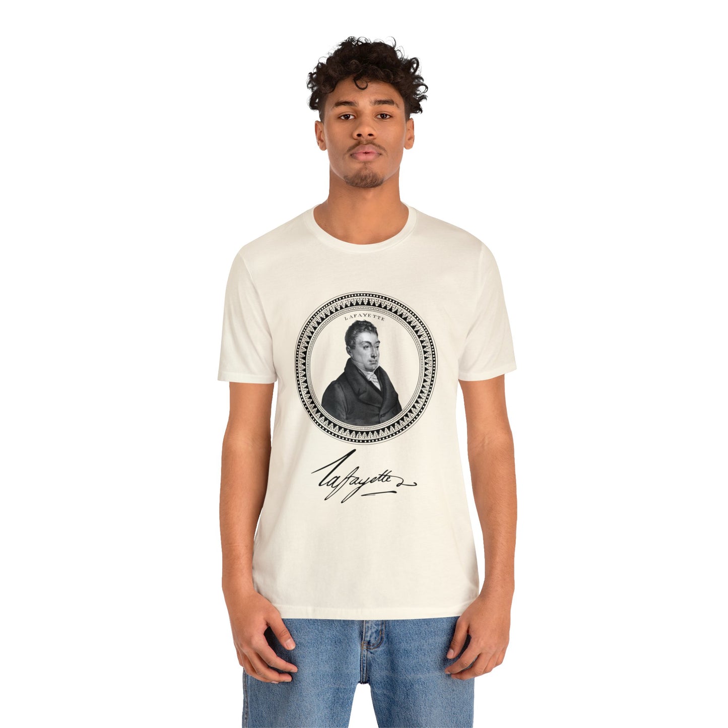 Marquis de Lafayette 1820's Emblem Unisex Jersey Short Sleeve - Lafayette signature, History, Washington, Hamilton, America