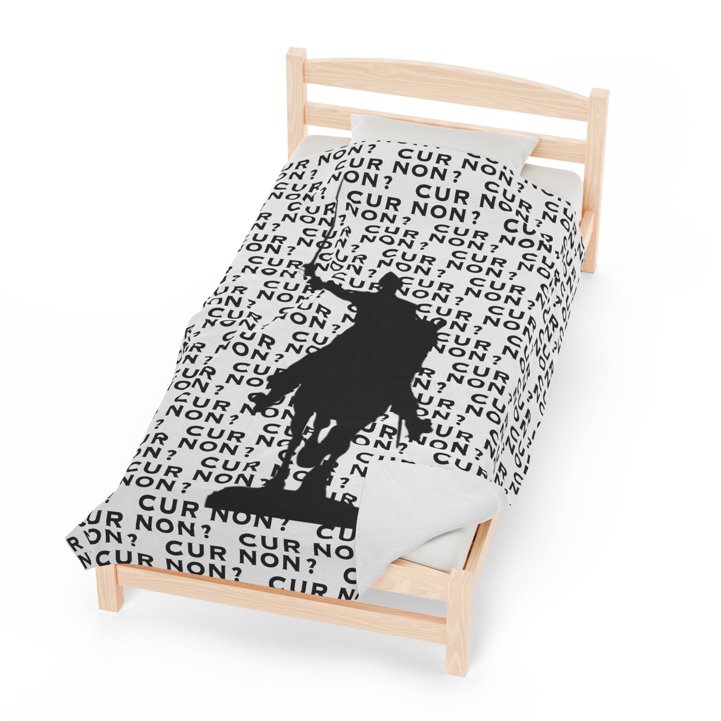 lafayette blanket Marquis de Lafayette silhouette and cur non motto on a blanket in black and white