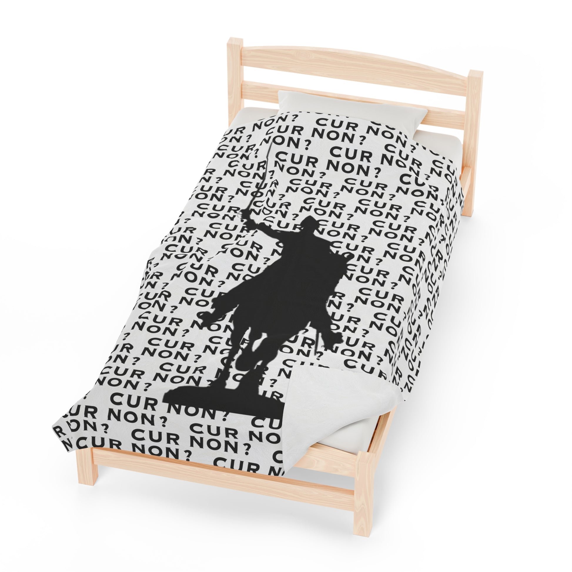 lafayette blanket Marquis de Lafayette silhouette and cur non motto on a blanket in black and white
