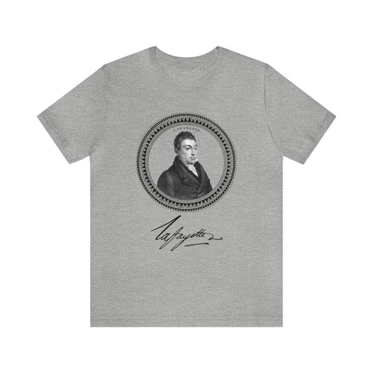 Marquis de Lafayette 1820's Emblem Unisex Jersey Short Sleeve - Lafayette signature, History, Washington, Hamilton, America