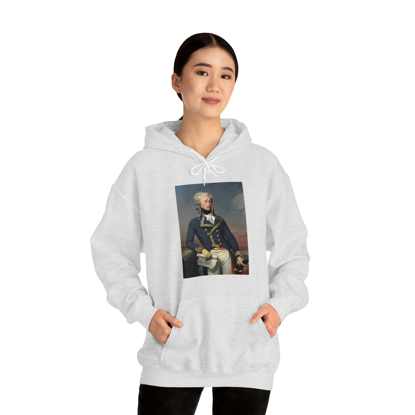 Two-Sided Marquis de Lafayette Classic Unisex Heavy Blend Hooded Sweatshirt With Quote