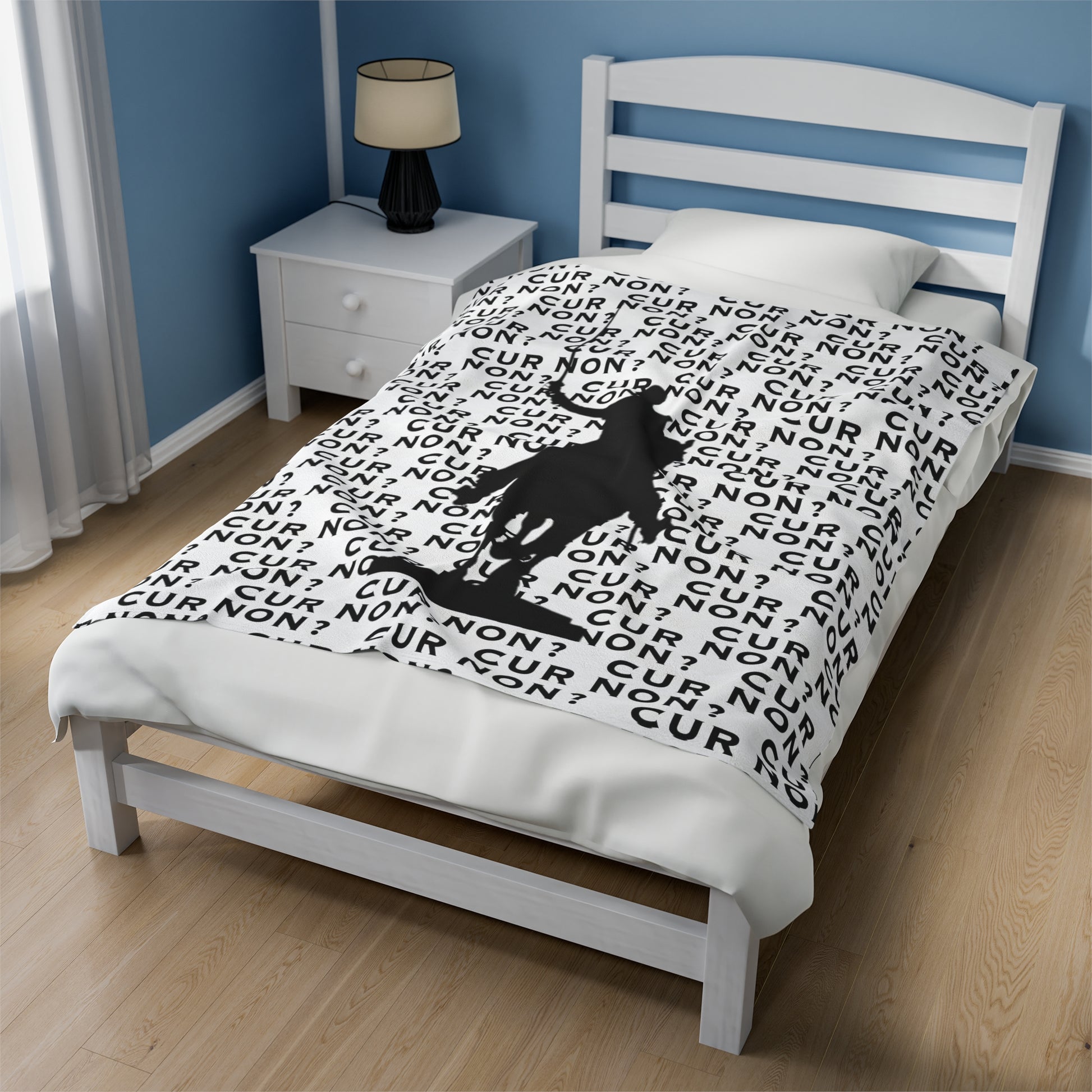 lafayette blanket Marquis de Lafayette silhouette and cur non motto on a blanket in black and white