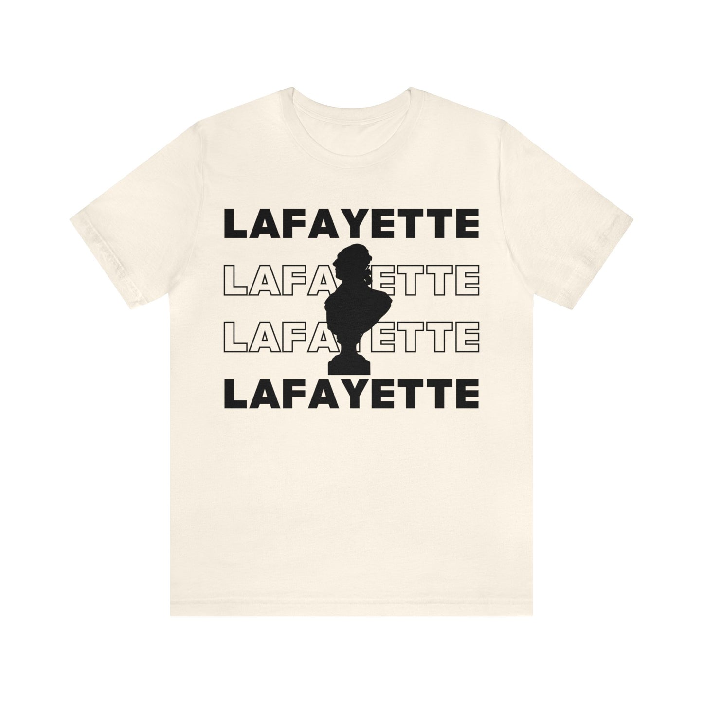 Lafayette Bust Silhouette Over White Letters - Unisex Jersey Short Sleeve - The Nation's Guest, Marquis de Lafayette