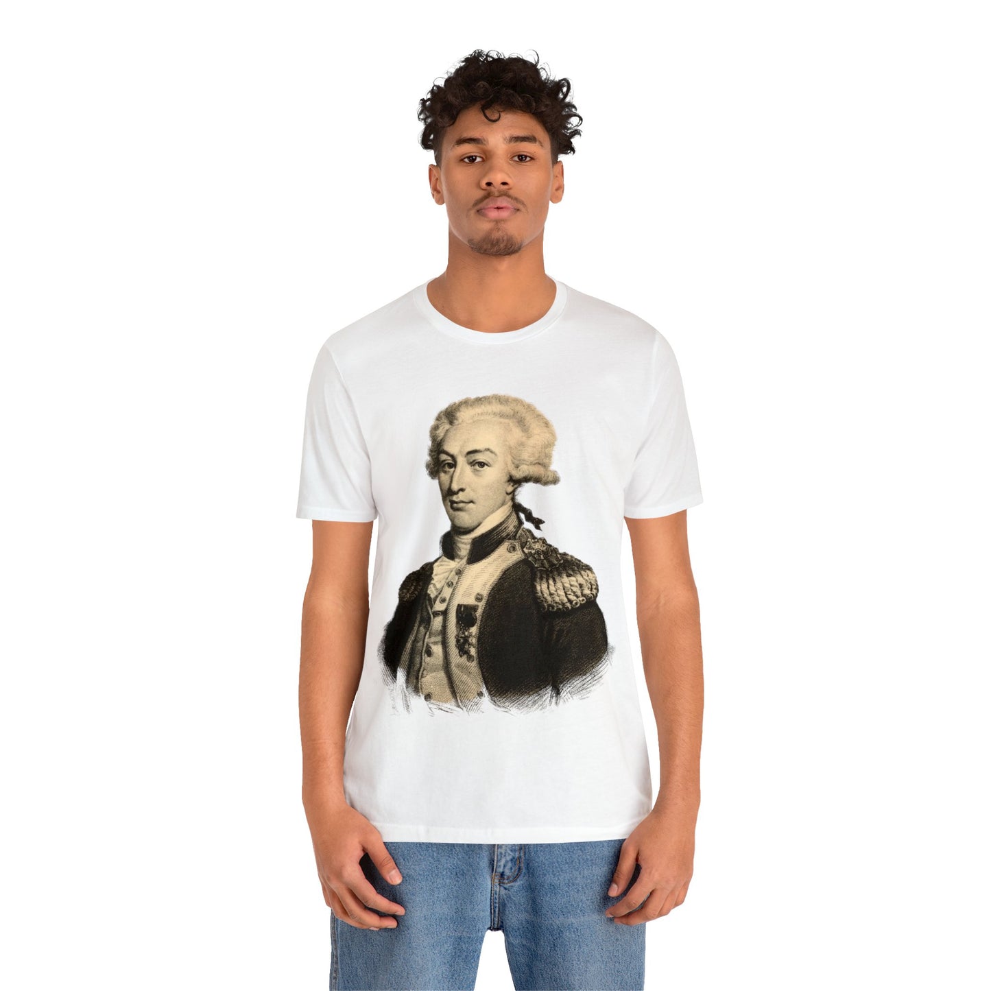 Lafayette Portrait T-shirt - Unisex Jersey Short Sleeve - The Nation's Guest, Marquis de Lafayette, Hero of Two Worlds