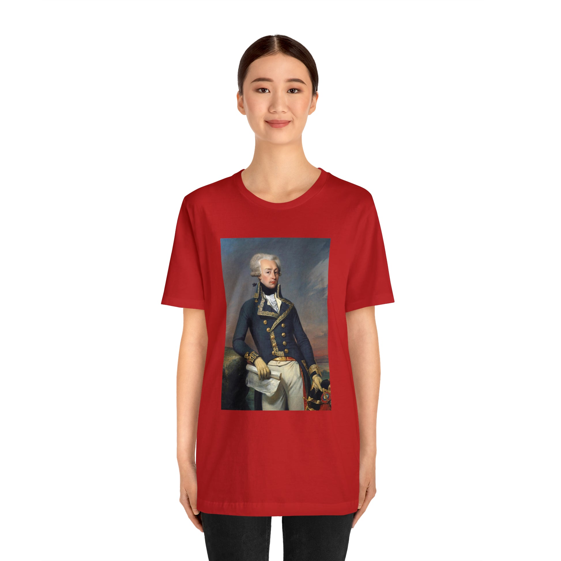 Person or people wearing Lafayette Marquis de Lafayette t-shirt with portrait painting