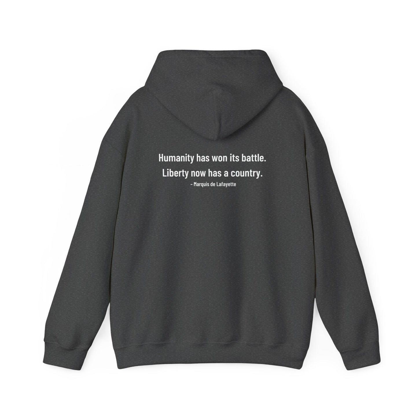 Two-Sided Marquis de Lafayette Classic Unisex Heavy Blend Hooded Sweatshirt With Quote