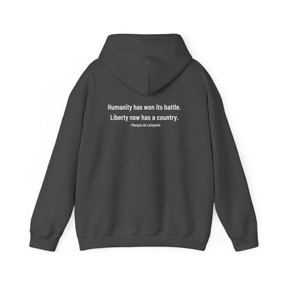Two-Sided Marquis de Lafayette Classic Unisex Heavy Blend Hooded Sweatshirt With Quote