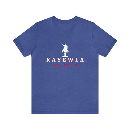 Marquis de Lafayette Kayewla Great Warrior Unisex Jersey Short Sleeve Tee - Red Highlight Letters