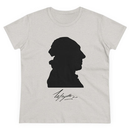 Women's Lafayette Silhouette Bust Portrait Cap Sleeves Cotton Tee - Slightly Fitted, Marquis de Lafayette, History