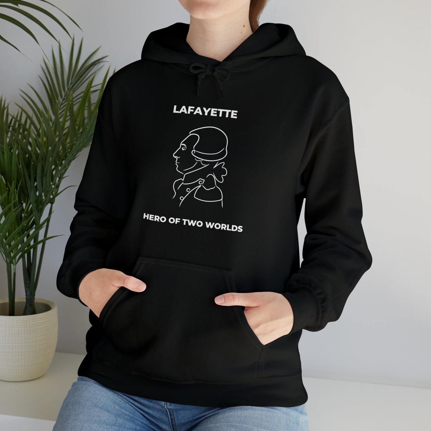 Marquis de Lafayette Classic Unisex Heavy Blend Hooded Sweatshirt - Line Portrait Design