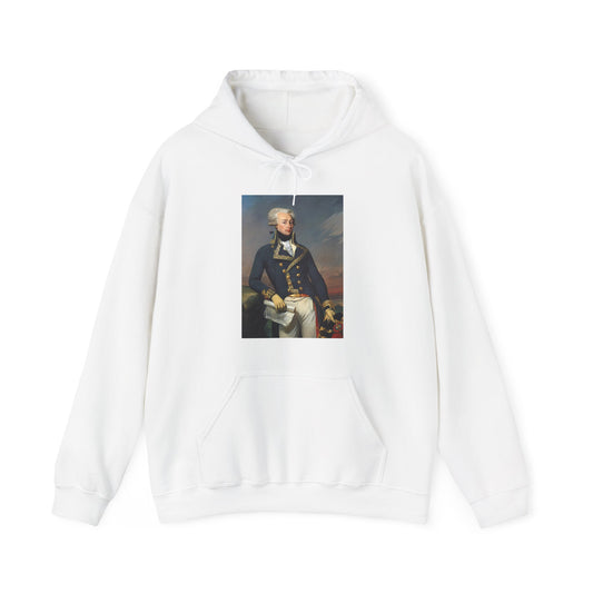 Two-Sided Marquis de Lafayette Classic Unisex Heavy Blend Hooded Sweatshirt With Quote
