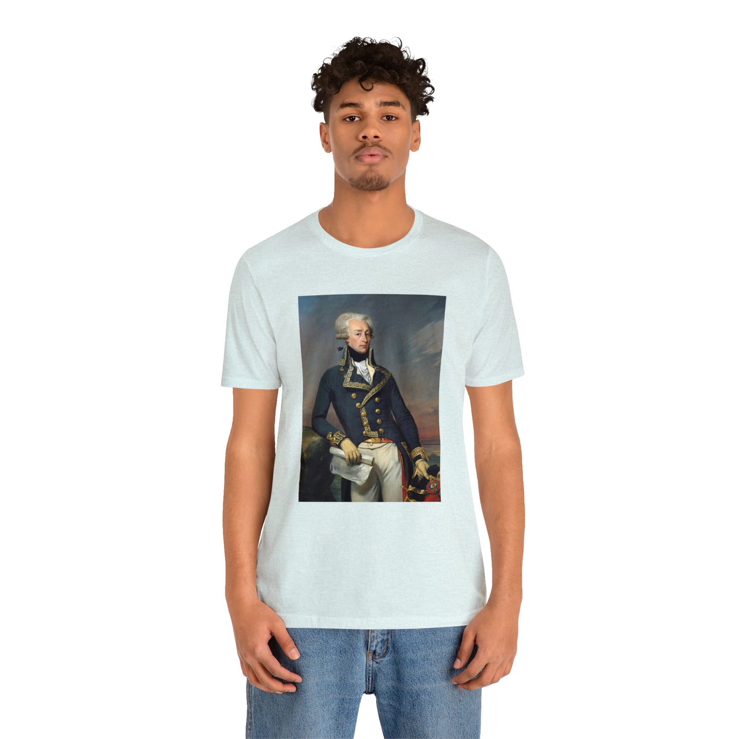 Person or people wearing Lafayette Marquis de Lafayette t-shirt with portrait painting