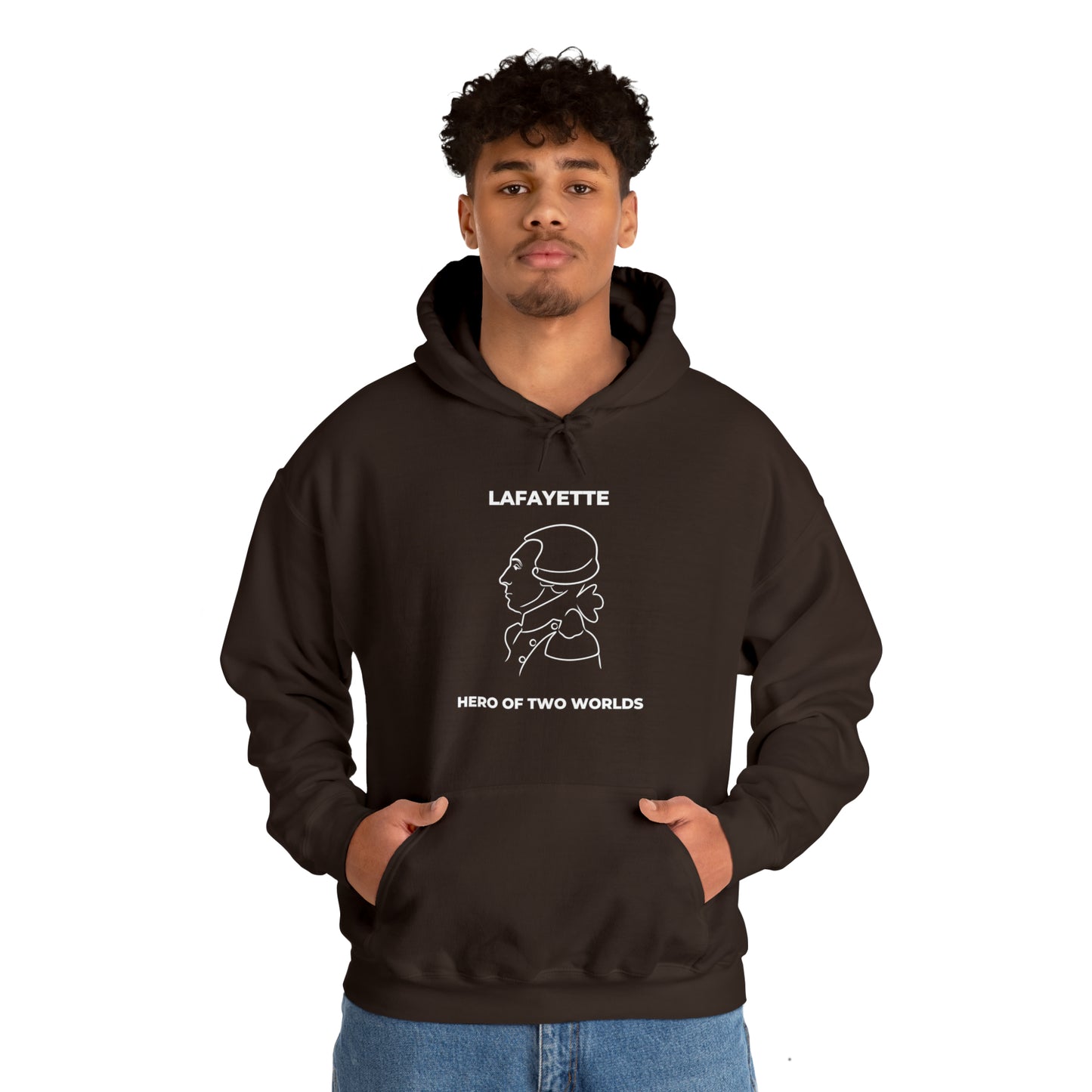 Marquis de Lafayette Classic Unisex Heavy Blend Hooded Sweatshirt - Line Portrait Design