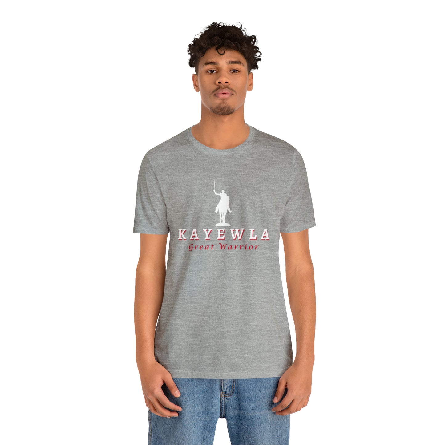 Marquis de Lafayette Kayewla Great Warrior Unisex Jersey Short Sleeve Tee - Red Highlight Letters