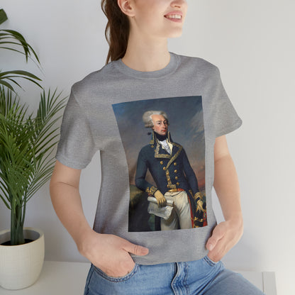 Person or people wearing Lafayette Marquis de Lafayette t-shirt with portrait painting