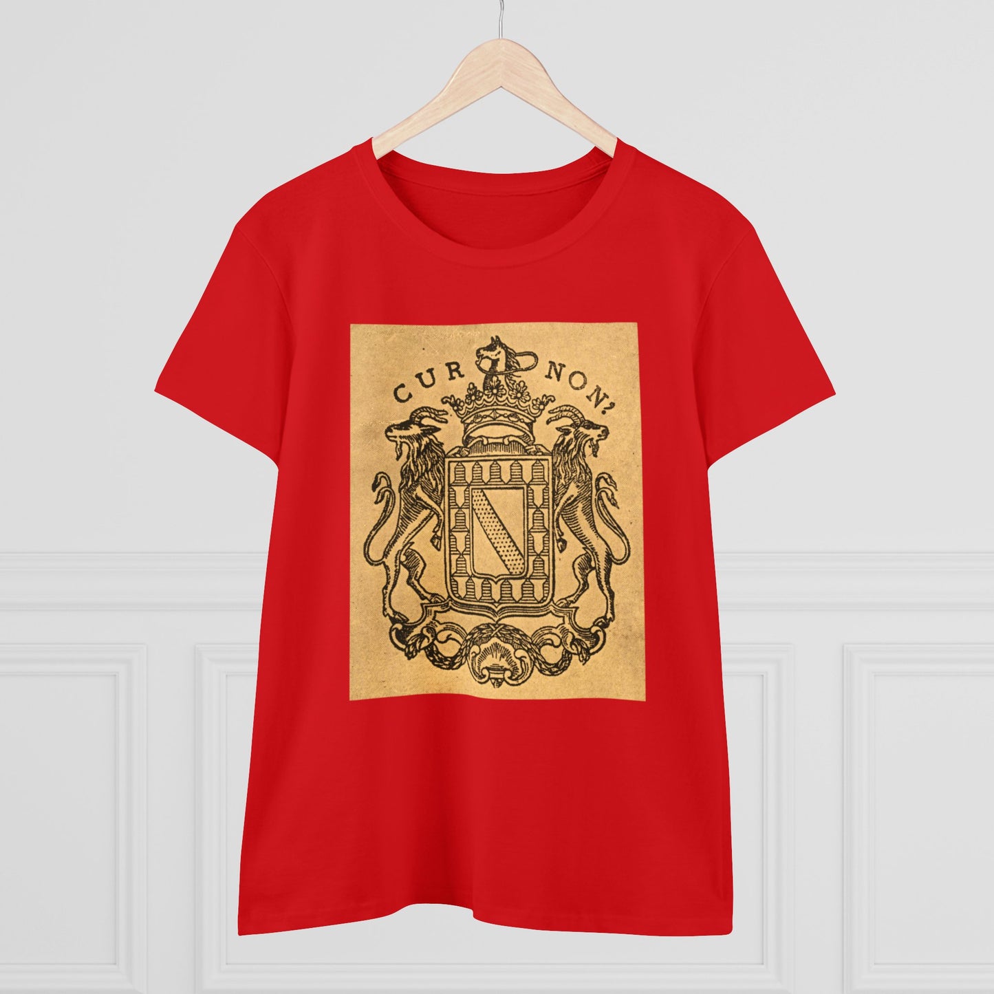 Lafayette Women's Coat of Arms Full Image Cap Sleeves Cotton Tee - Slightly Fitted, Marquis de, Bicentennial, History, Washington, Hamilton