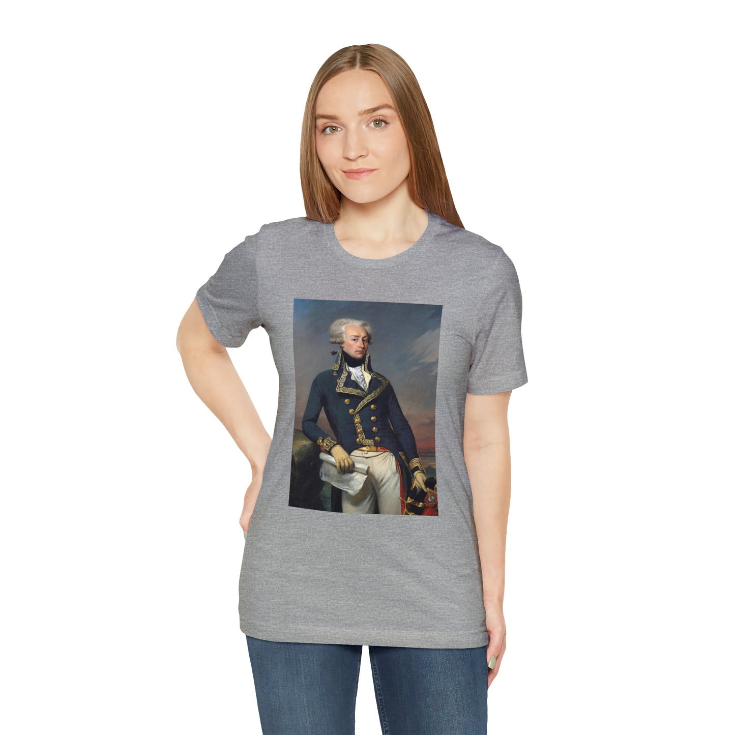 Person or people wearing Lafayette Marquis de Lafayette t-shirt with portrait painting