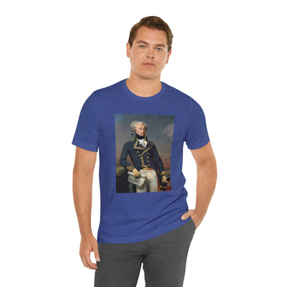 Person or people wearing Lafayette Marquis de Lafayette t-shirt with portrait painting