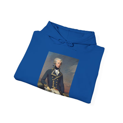 Two-Sided Marquis de Lafayette Classic Unisex Heavy Blend Hooded Sweatshirt With Quote