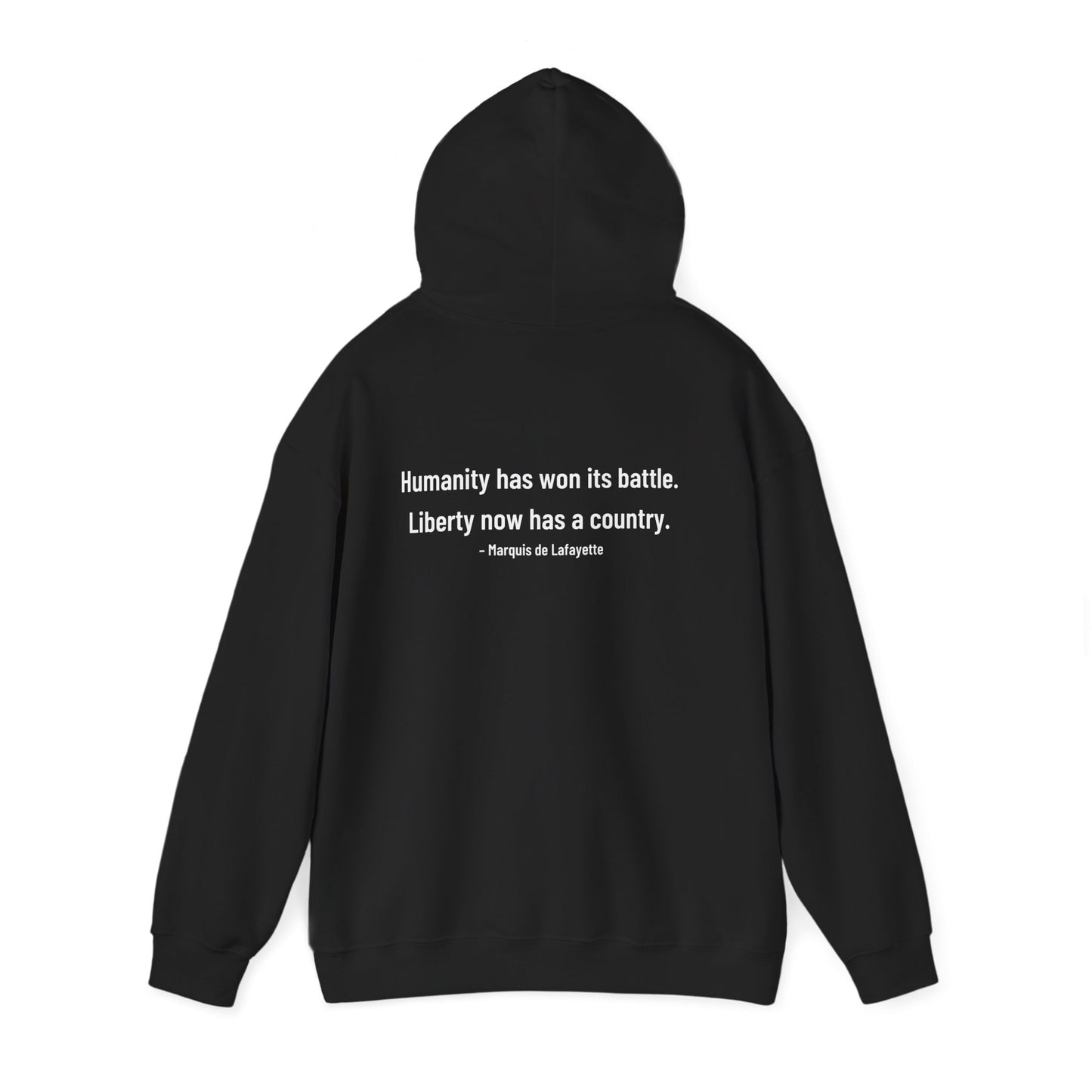 Two-Sided Marquis de Lafayette Classic Unisex Heavy Blend Hooded Sweatshirt With Quote
