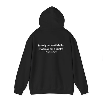 Two-Sided Marquis de Lafayette Classic Unisex Heavy Blend Hooded Sweatshirt With Quote