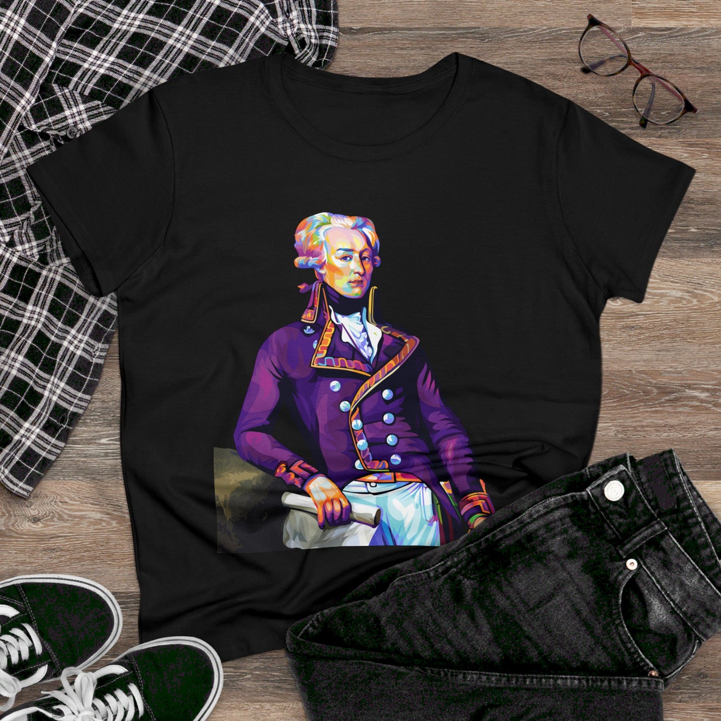 Lafayette Women's Tee Colorful Cap Sleeves Midweight Cotton - Slightly Fitted, Bicentennial, Marquis de Lafayette, History, History Teacher