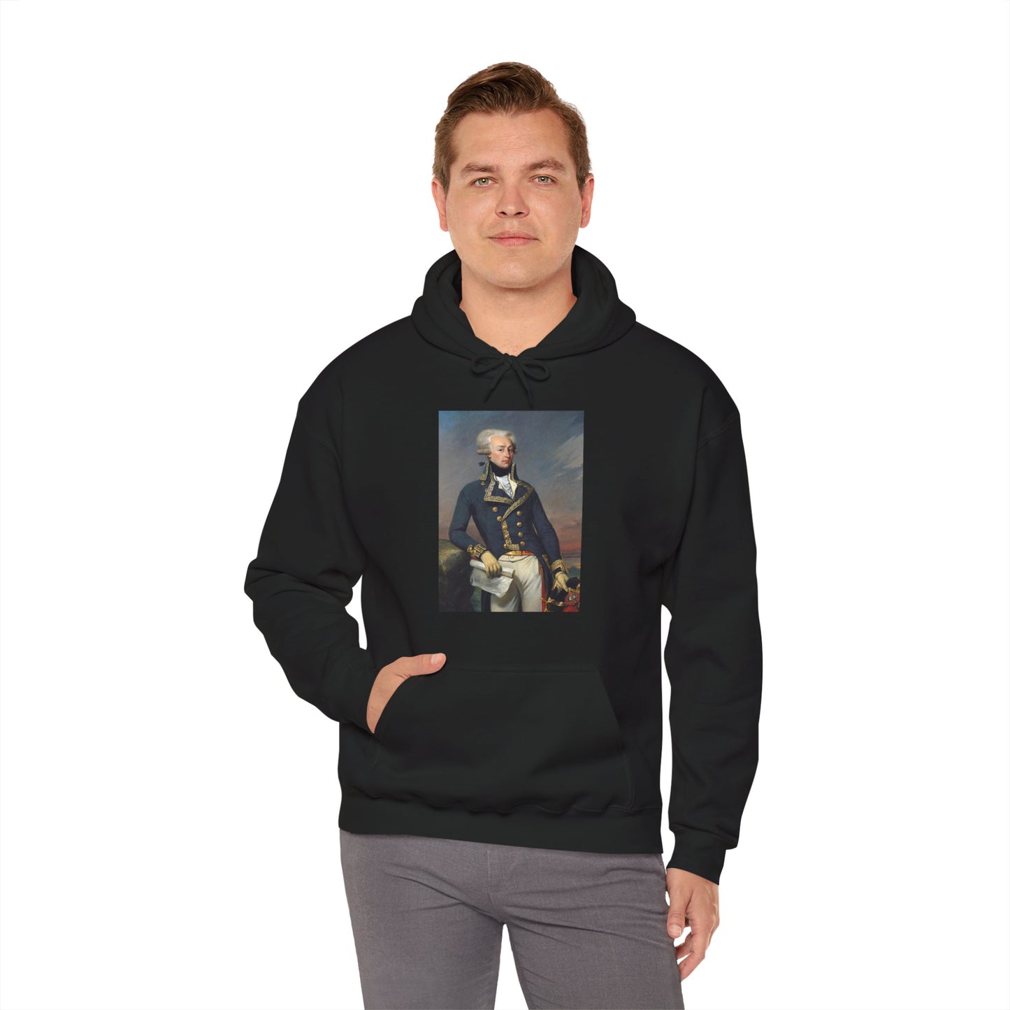 Two-Sided Marquis de Lafayette Classic Unisex Heavy Blend Hooded Sweatshirt With Quote