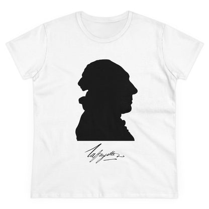 Women's Lafayette Silhouette Bust Portrait Cap Sleeves Cotton Tee - Slightly Fitted, Marquis de Lafayette, History