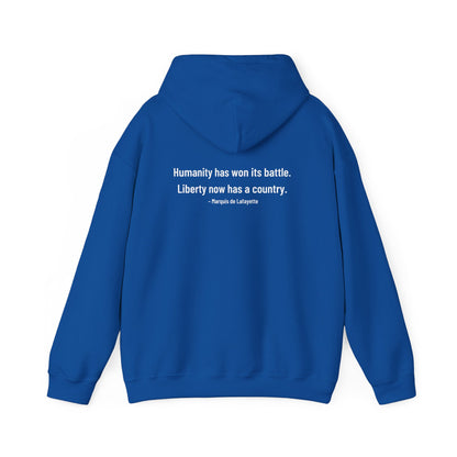 Two-Sided Marquis de Lafayette Classic Unisex Heavy Blend Hooded Sweatshirt With Quote