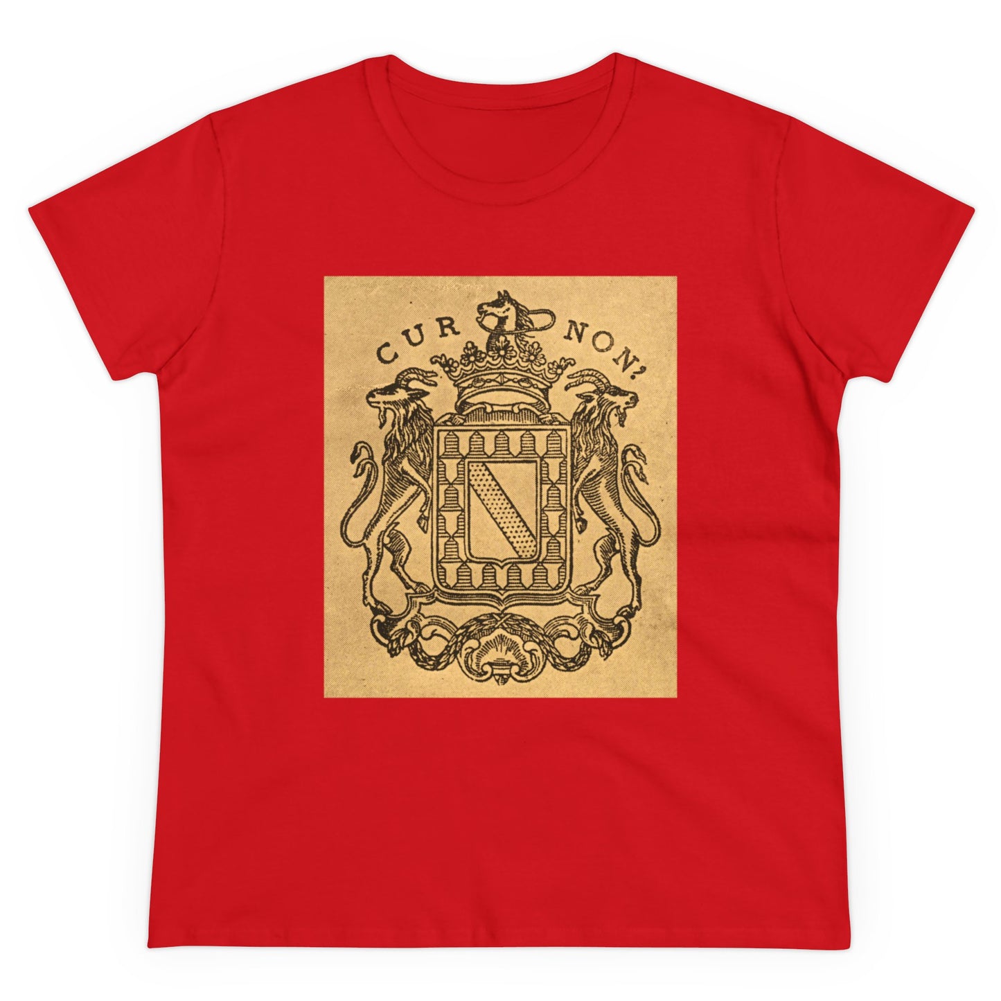 Lafayette Women's Coat of Arms Full Image Cap Sleeves Cotton Tee - Slightly Fitted, Marquis de, Bicentennial, History, Washington, Hamilton