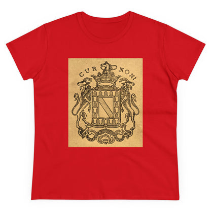 Lafayette Women's Coat of Arms Full Image Cap Sleeves Cotton Tee - Slightly Fitted, Marquis de, Bicentennial, History, Washington, Hamilton