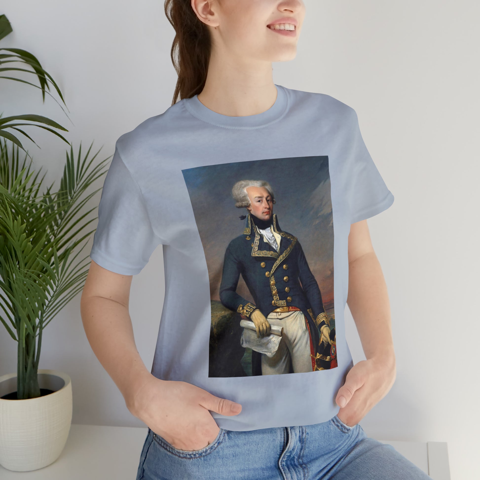 Person or people wearing Lafayette Marquis de Lafayette t-shirt with portrait painting